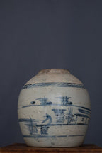 Chinese blauw-witte voorraadpot met landschapsdecoratie