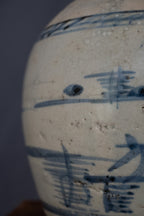 Chinese blauw-witte voorraadpot met landschapsdecoratie