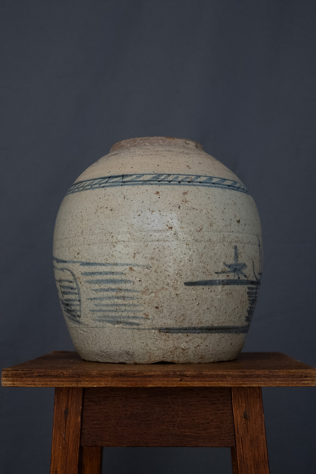 Chinese blauw-witte voorraadpot met landschapsdecoratie