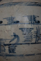 Chinese blauw-witte voorraadpot met landschapsdecoratie