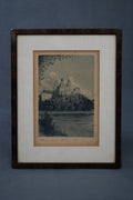 Antieke ets van Stift Melk aan de Donau