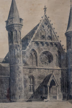 Gravure van de Ridderzaal, Den Haag door A. Jager