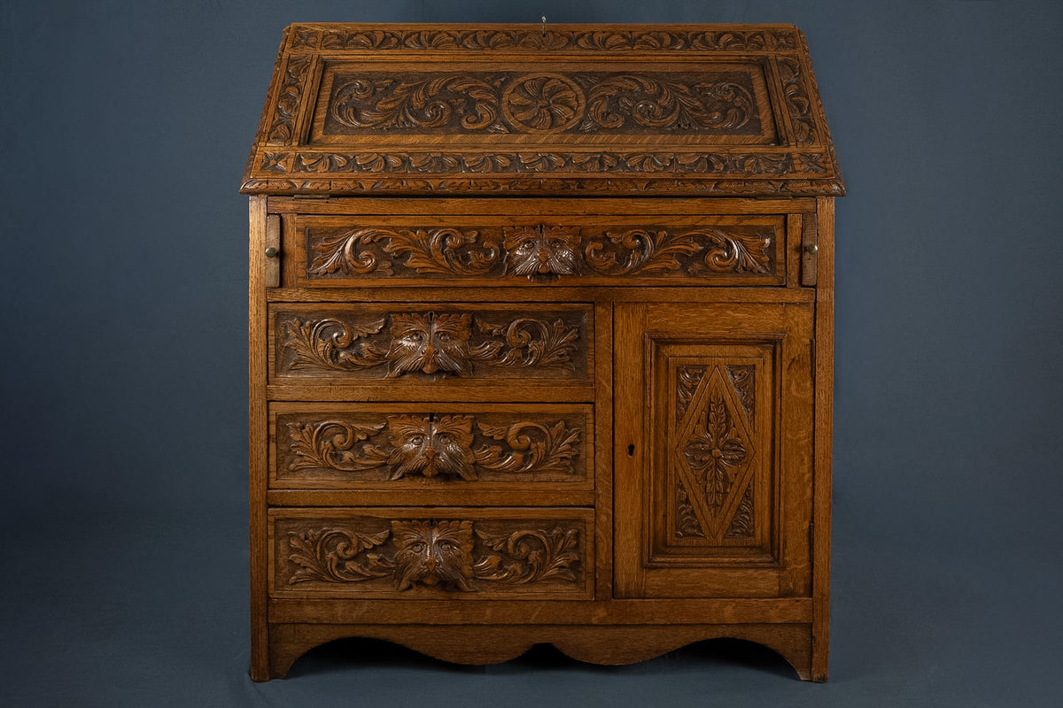 Engelse eikenhouten secretaire