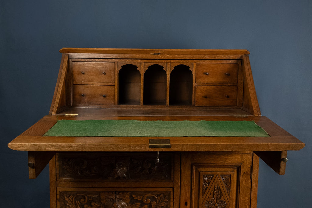 Engelse eikenhouten secretaire