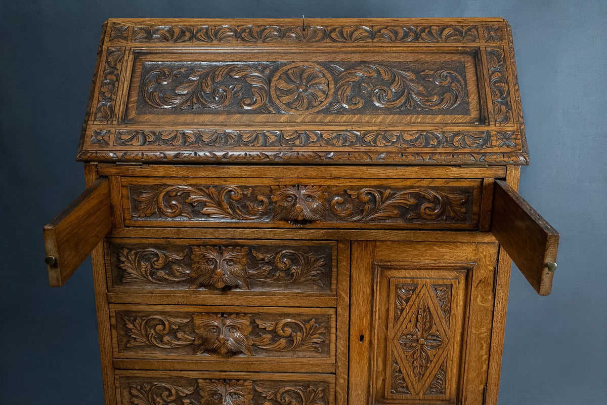 Engelse eikenhouten secretaire