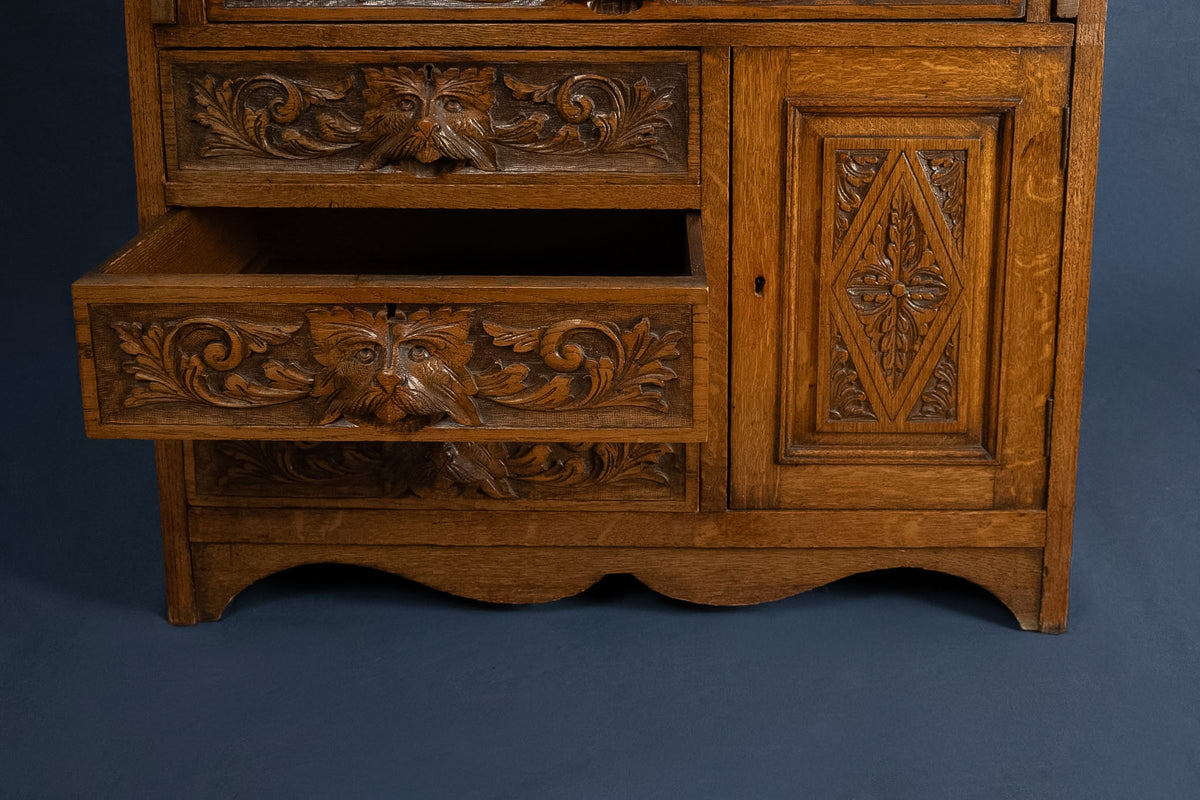 Engelse eikenhouten secretaire