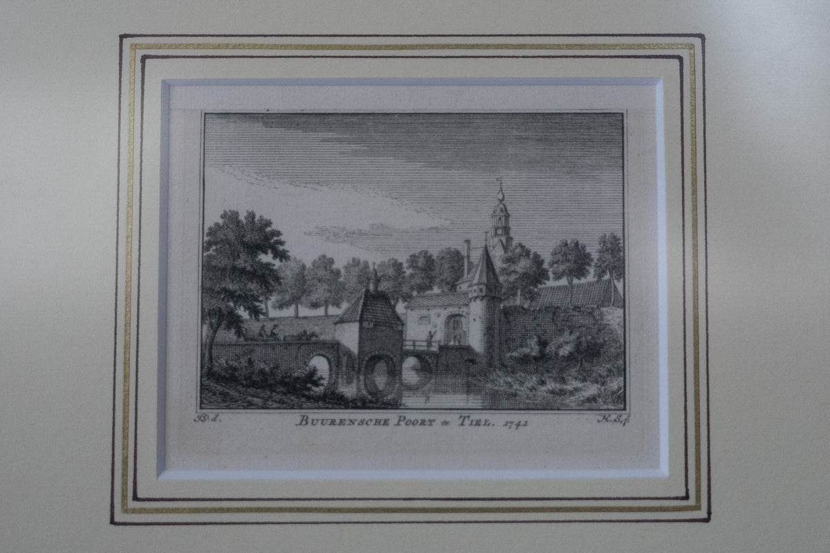 18e-eeuwse kopergravure ‘Buurensche Poort te Tiel’ – Hendrik Spilman naar Jan de Beijer