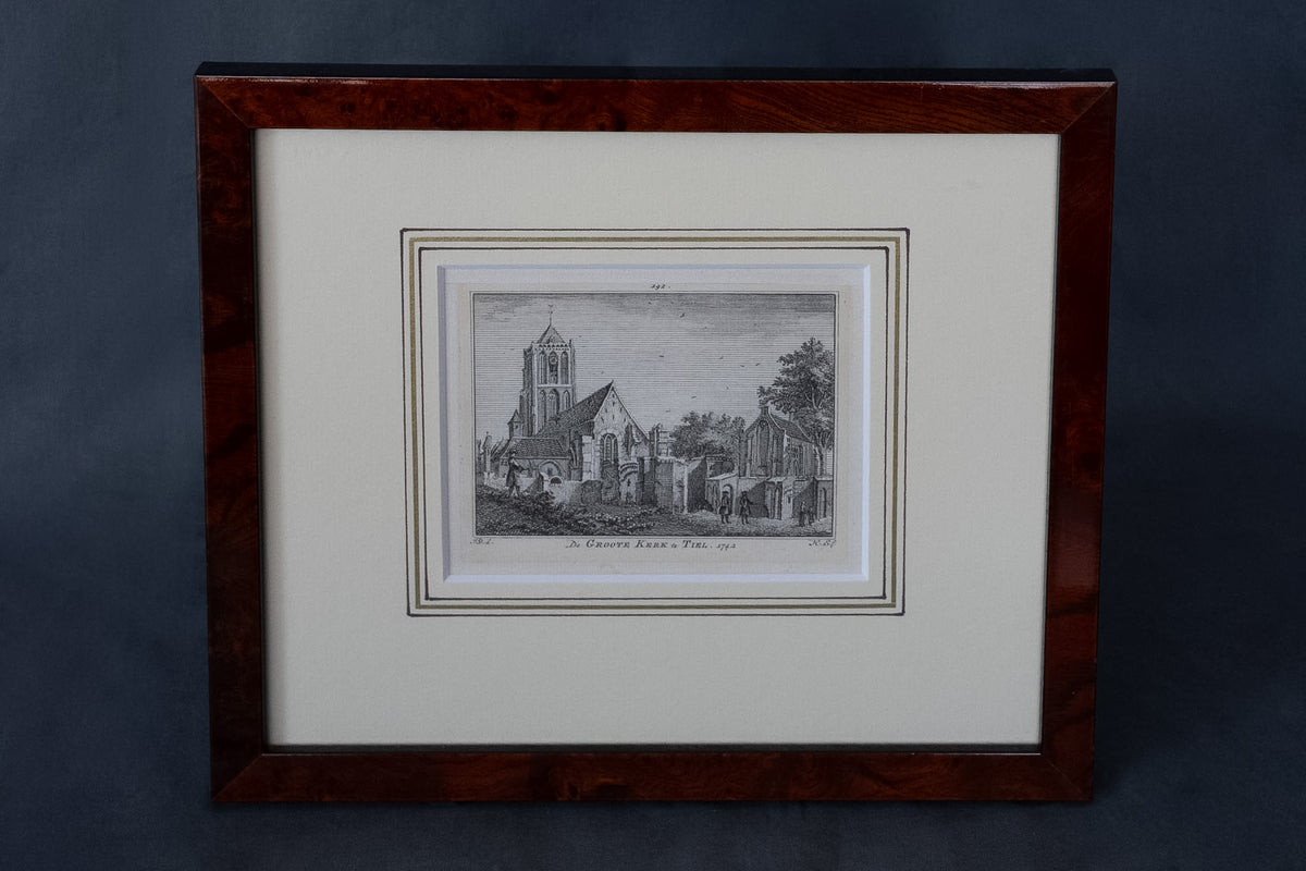 18e-eeuwse gravure ‘De Groote Kerk te Tiel’ – Hendrik Spilman naar Jan de Beijer