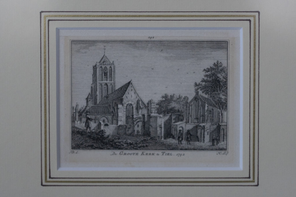 18e-eeuwse gravure ‘De Groote Kerk te Tiel’ – Hendrik Spilman naar Jan de Beijer