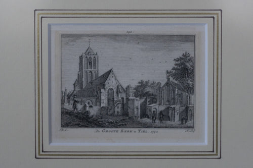 18e-eeuwse gravure ‘De Groote Kerk te Tiel’ – Hendrik Spilman naar Jan de Beijer