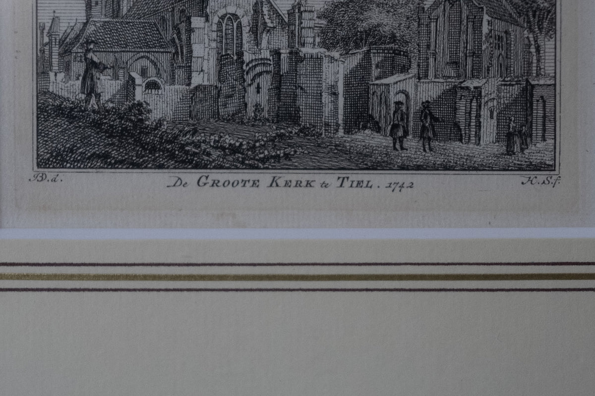 18e-eeuwse gravure ‘De Groote Kerk te Tiel’ – Hendrik Spilman naar Jan de Beijer