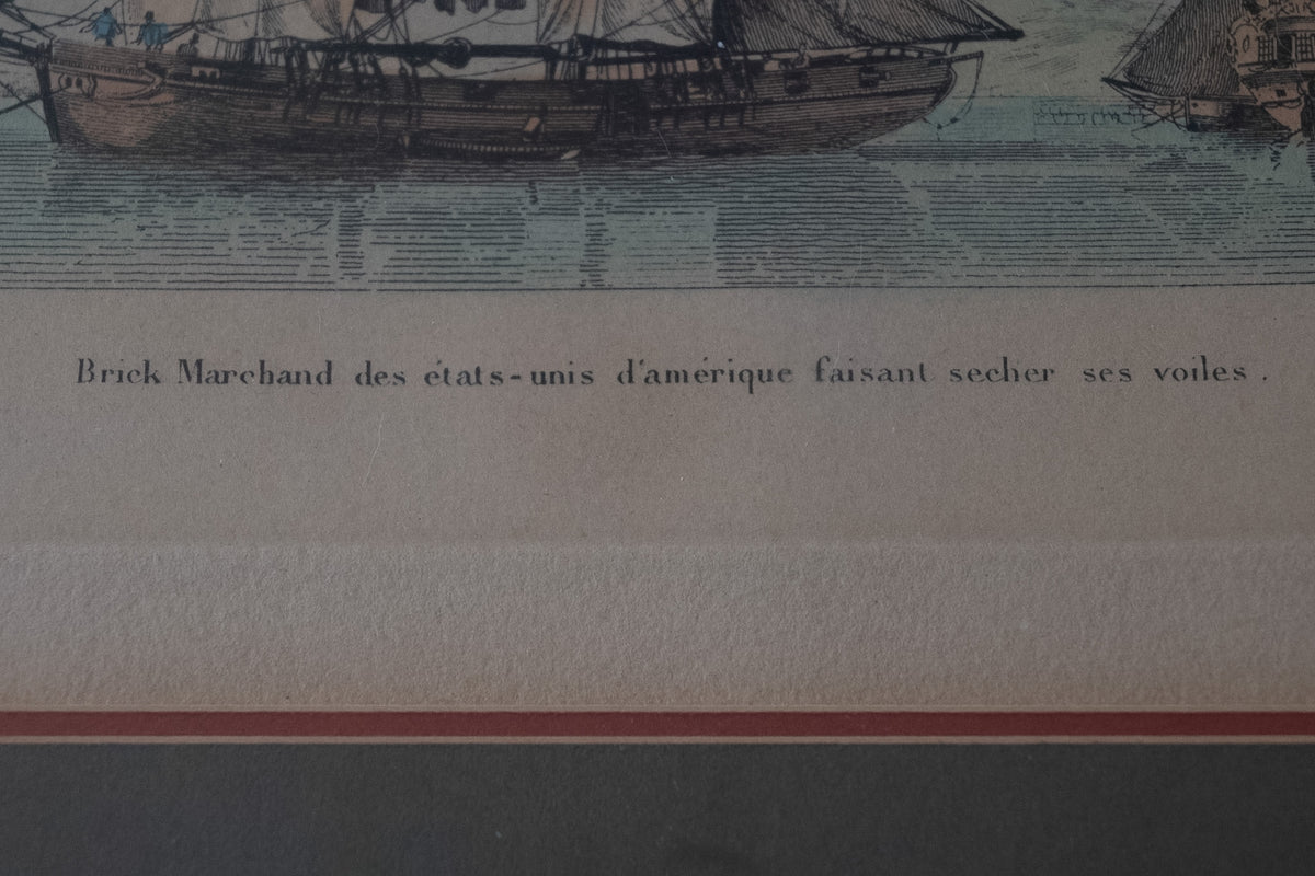 Maritieme prent naar Jean-Jérôme Baugean – Amerikaanse brik