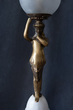 Decoratieve tafellamp met sirene, albast en glazen bol