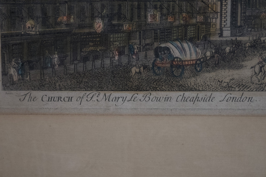 18e-eeuwse opticaprent van Cheapside en St Mary-le-Bow, Londen