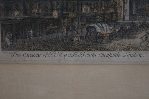 18e-eeuwse opticaprent van Cheapside en St Mary-le-Bow, Londen