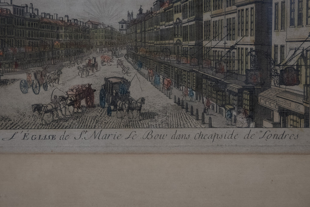 18e-eeuwse opticaprent van Cheapside en St Mary-le-Bow, Londen