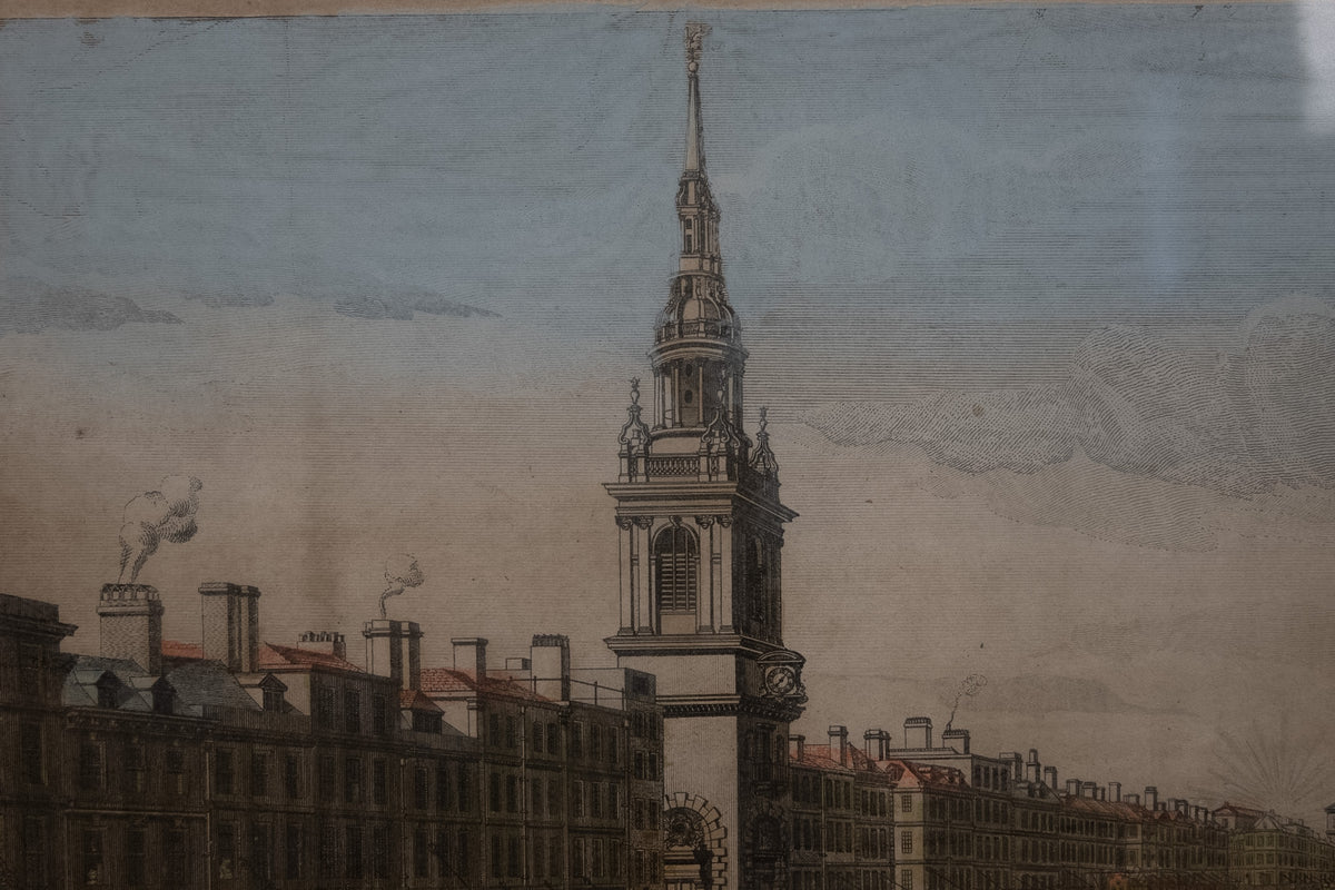 18e-eeuwse opticaprent van Cheapside en St Mary-le-Bow, Londen