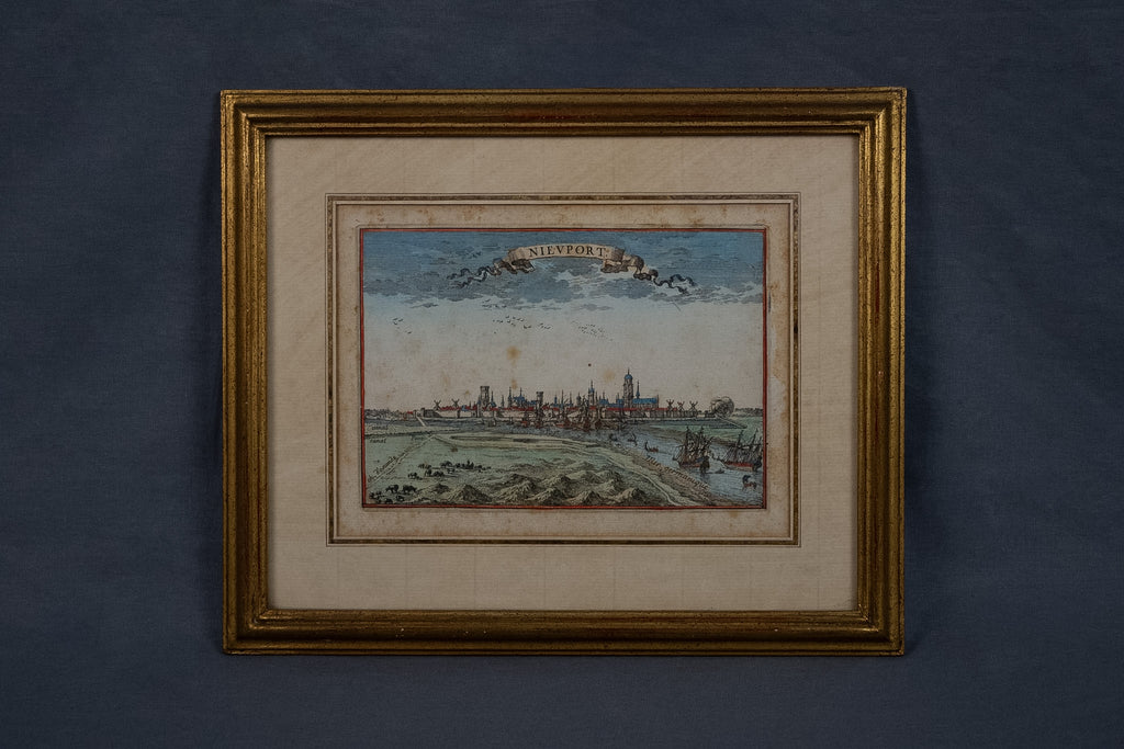 17e-eeuwse handgekleurde gravure van Nieuwpoort – Pérelle