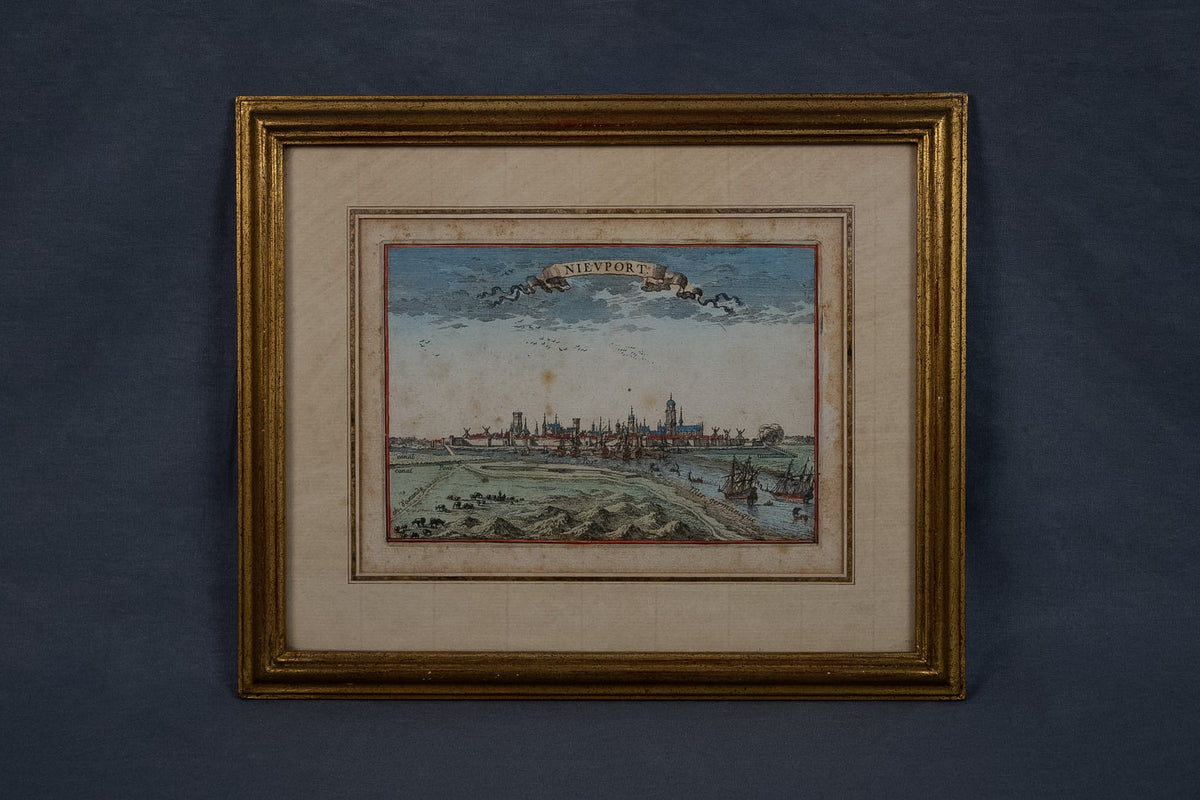 17e-eeuwse handgekleurde gravure van Nieuwpoort – Pérelle