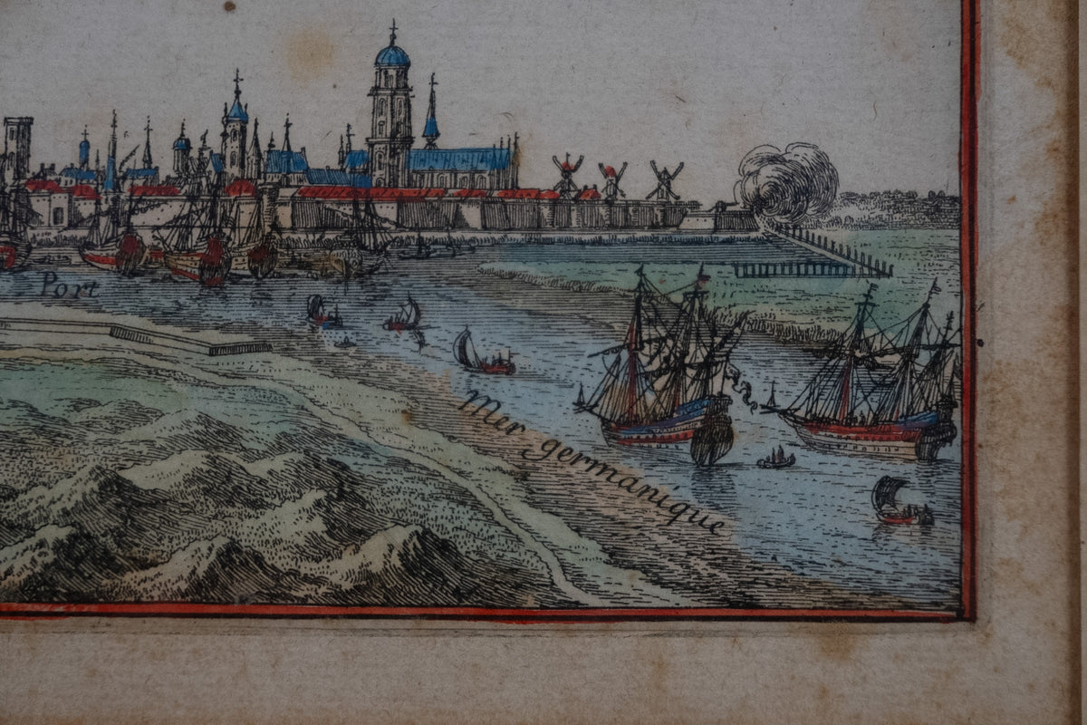 17e-eeuwse handgekleurde gravure van Nieuwpoort – Pérelle