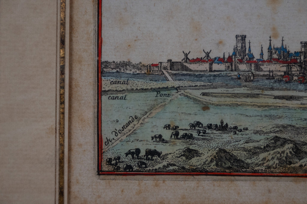 17e-eeuwse handgekleurde gravure van Nieuwpoort – Pérelle
