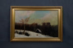 Gesigneerd winters landschap met boerderij