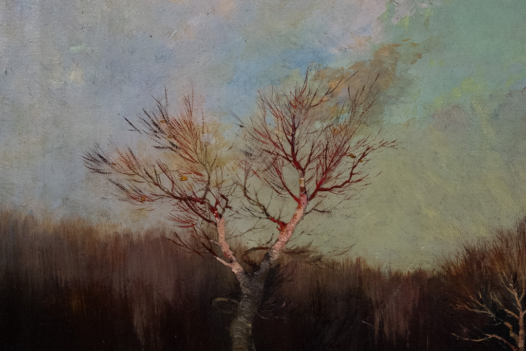 Gesigneerd winters landschap met boerderij