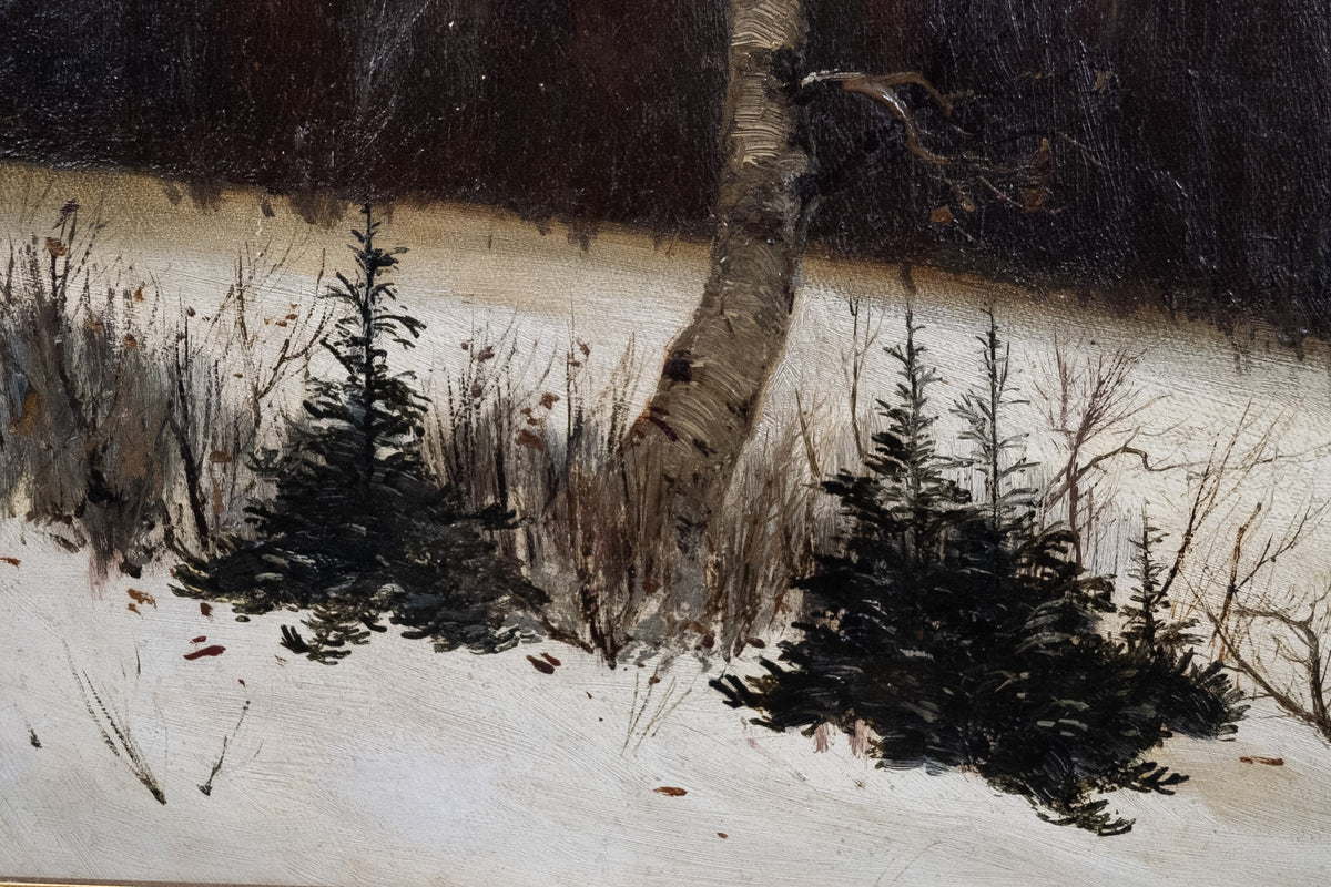 Gesigneerd winters landschap met boerderij