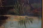 Gesigneerd olieverfschilderij boslandschap met vijver – R. Hoetmer, Laren