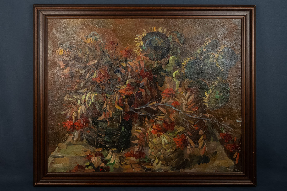 Russisch olieverfschilderij met bloemstilleven