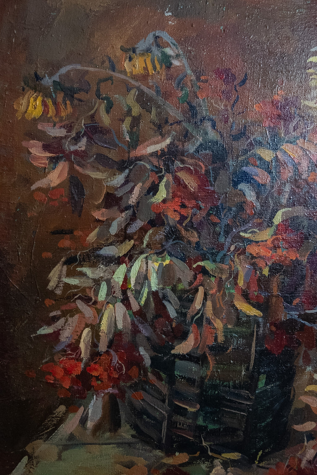 Russisch olieverfschilderij met bloemstilleven