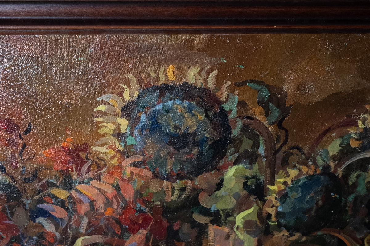 Russisch olieverfschilderij met bloemstilleven